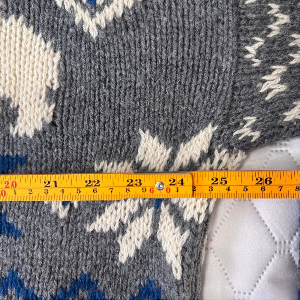 Marsh Landing Sweater Womens L Gray Wool Good Polar Bear Fair Isle Hand Knit - Picture 4 of 6